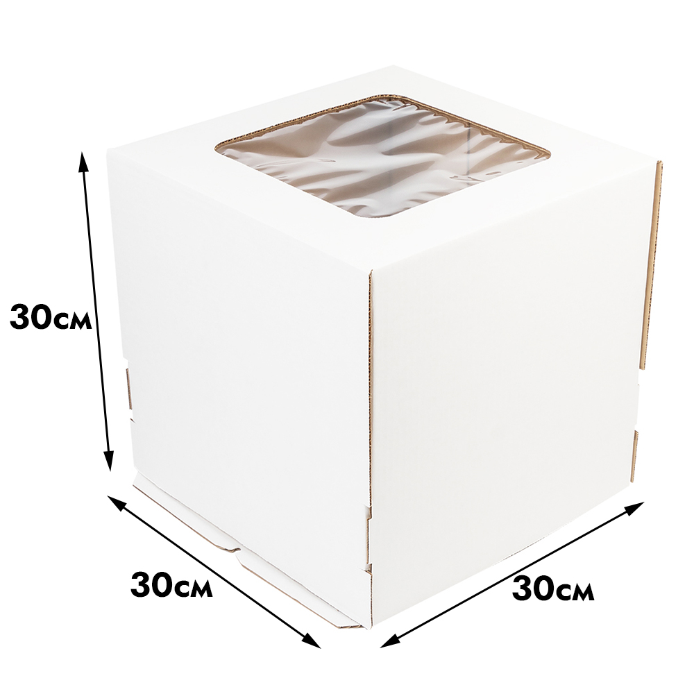 Коробка Арт с окном белая 30*30*30 см