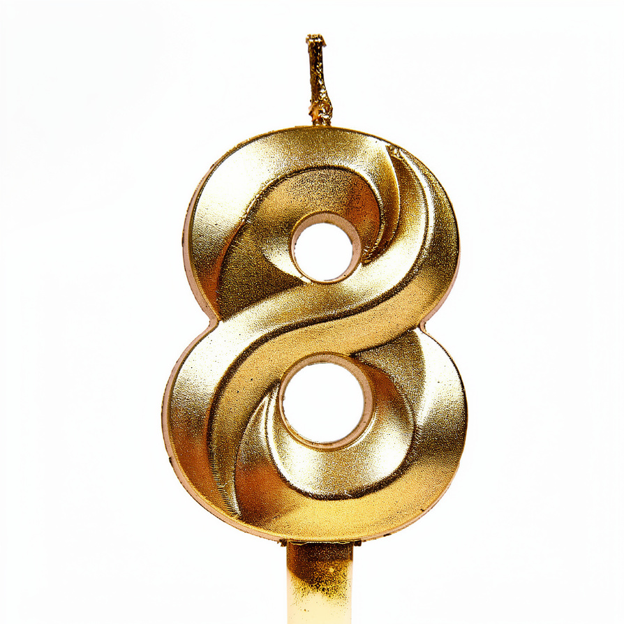 Свеча для торта, цифра "8", золото, 5 см