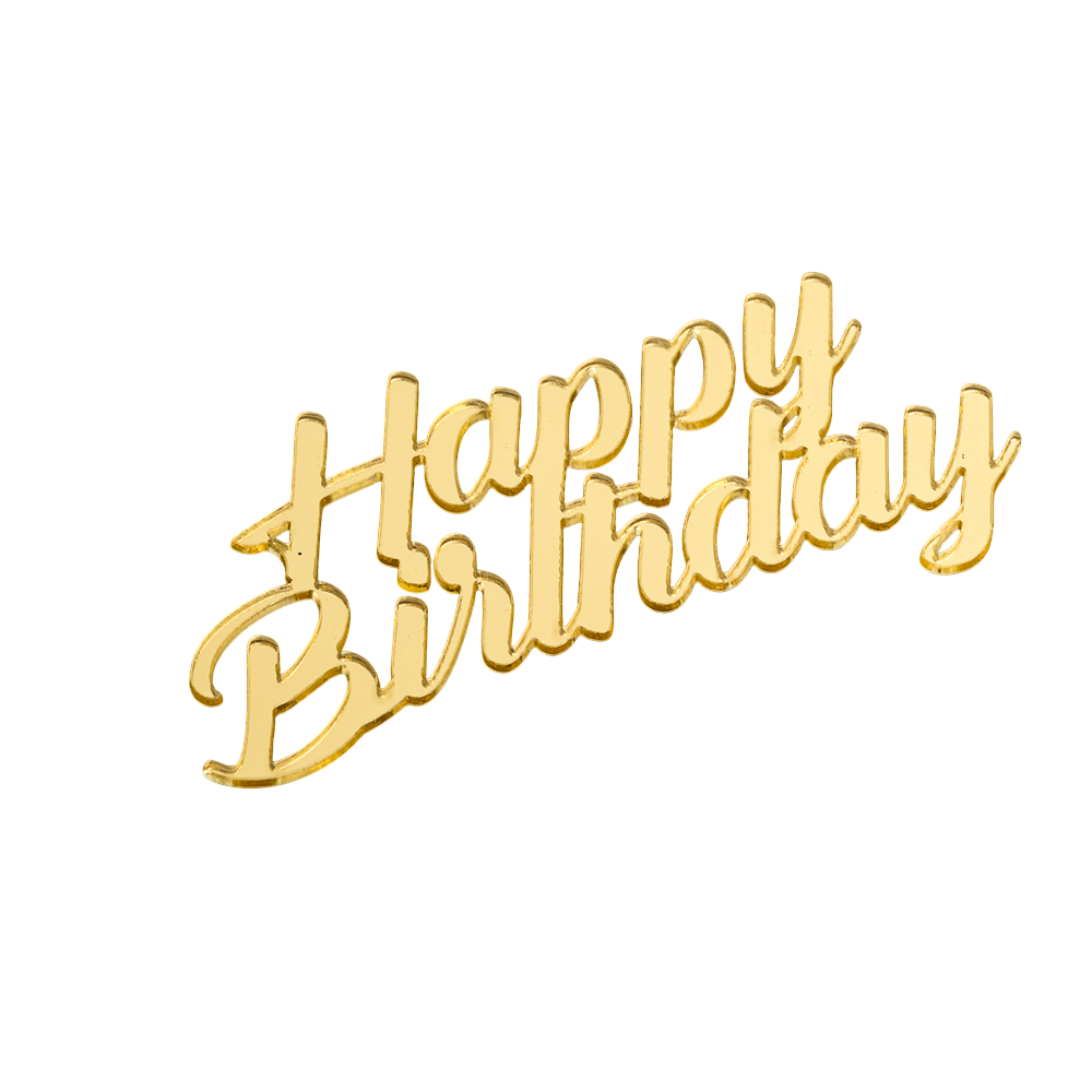 Топпер без шпажки "Happy Birthday № 2" золотой 8*3,5 см