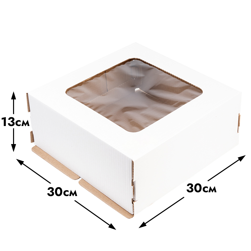 Коробка Арт с окном белая 30*30*13 см