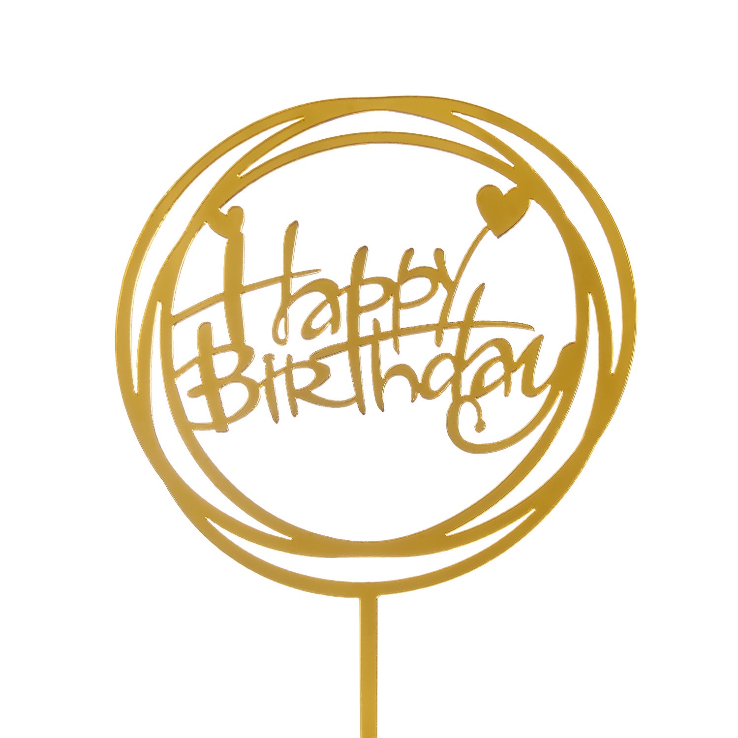 Топпер "Happy Birthday" круг золото 11 см