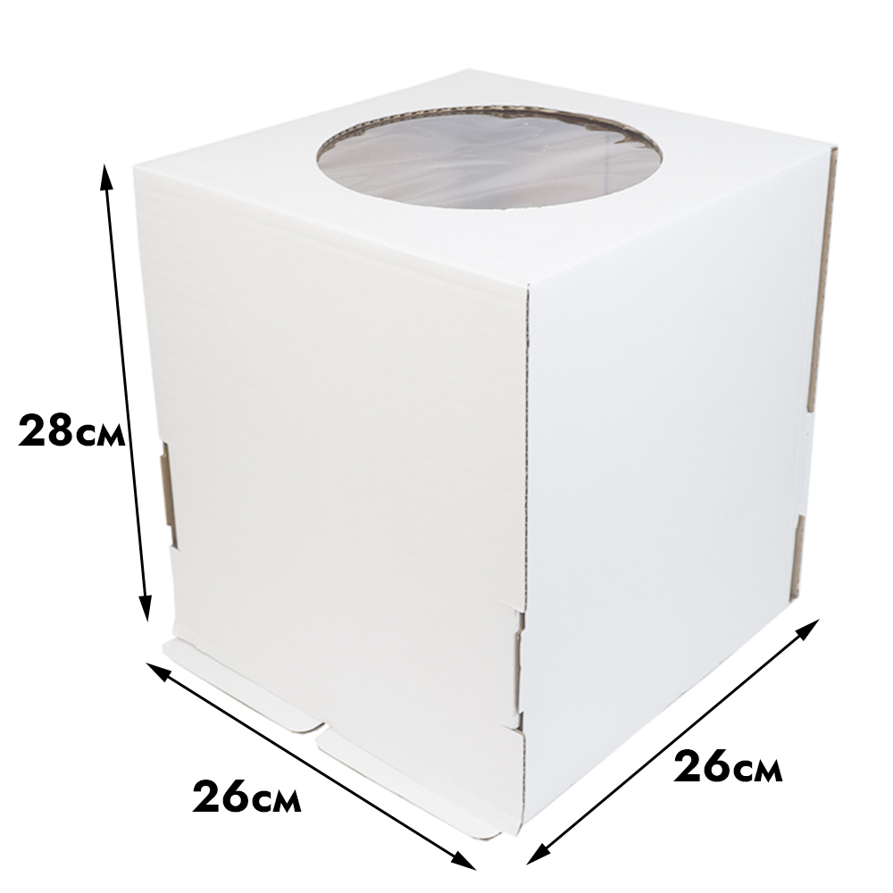 Коробка Арт с окном белая 26*26*28 см