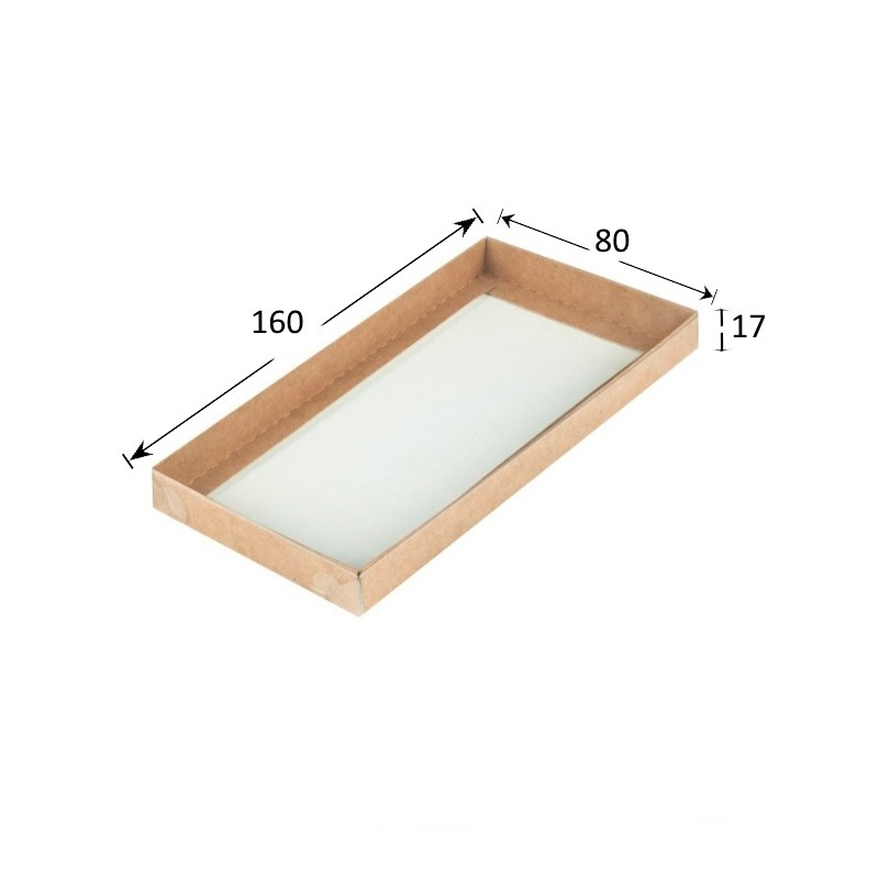 Коробка для шоколадной плитки с пластиковой крышкой крафт 16*8*1,7 см