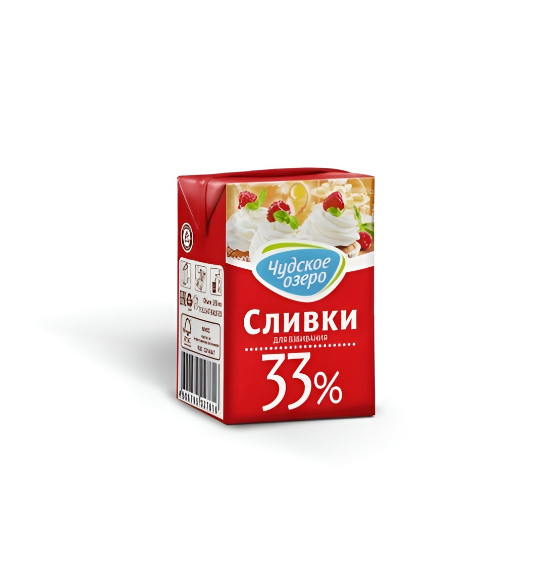 Сливки 33% Чудское озеро, 0,2 л