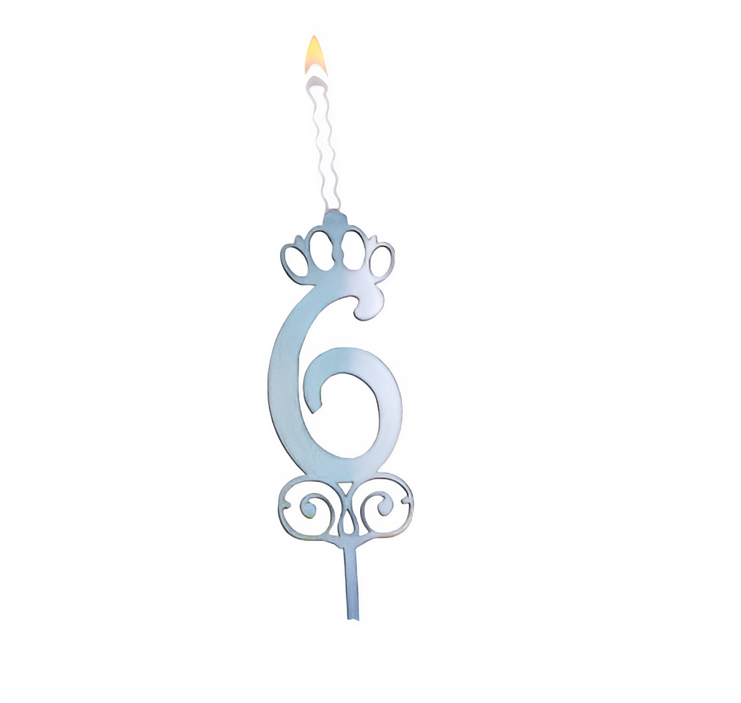 Топпер-свеча "6" хамелеон