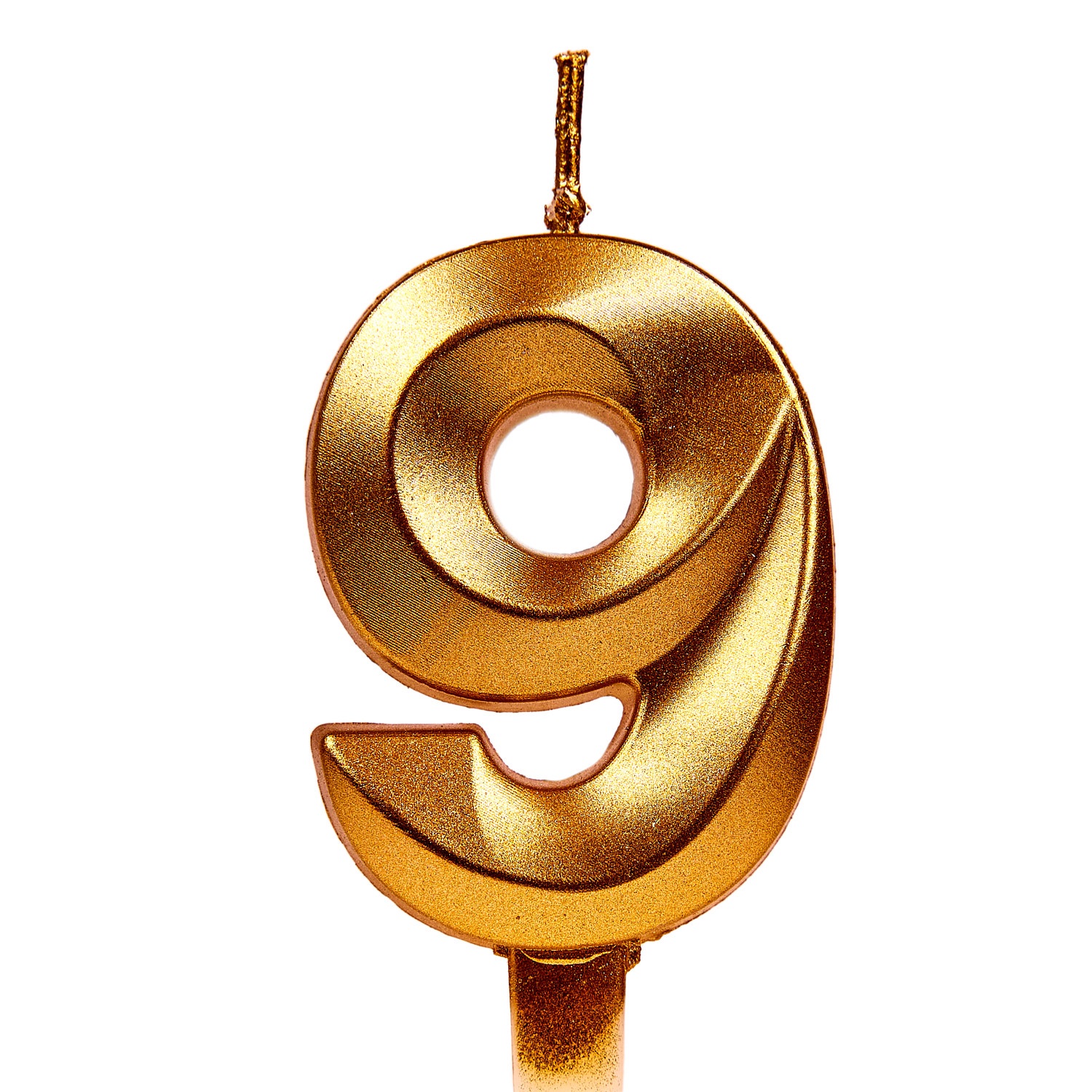 Свеча для торта, цифра "9", золото, 5 см