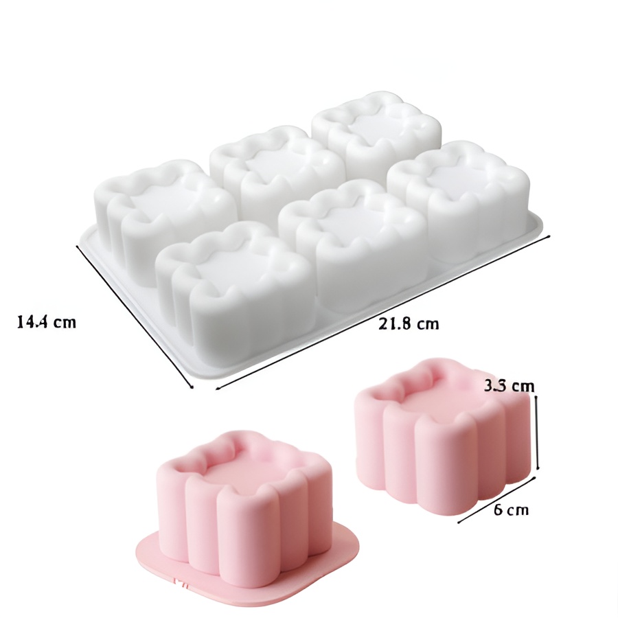 Форма для муссовых десертов "Квадратные тортики 6 в 1" 21,8*14,4 см, 6  ячеек