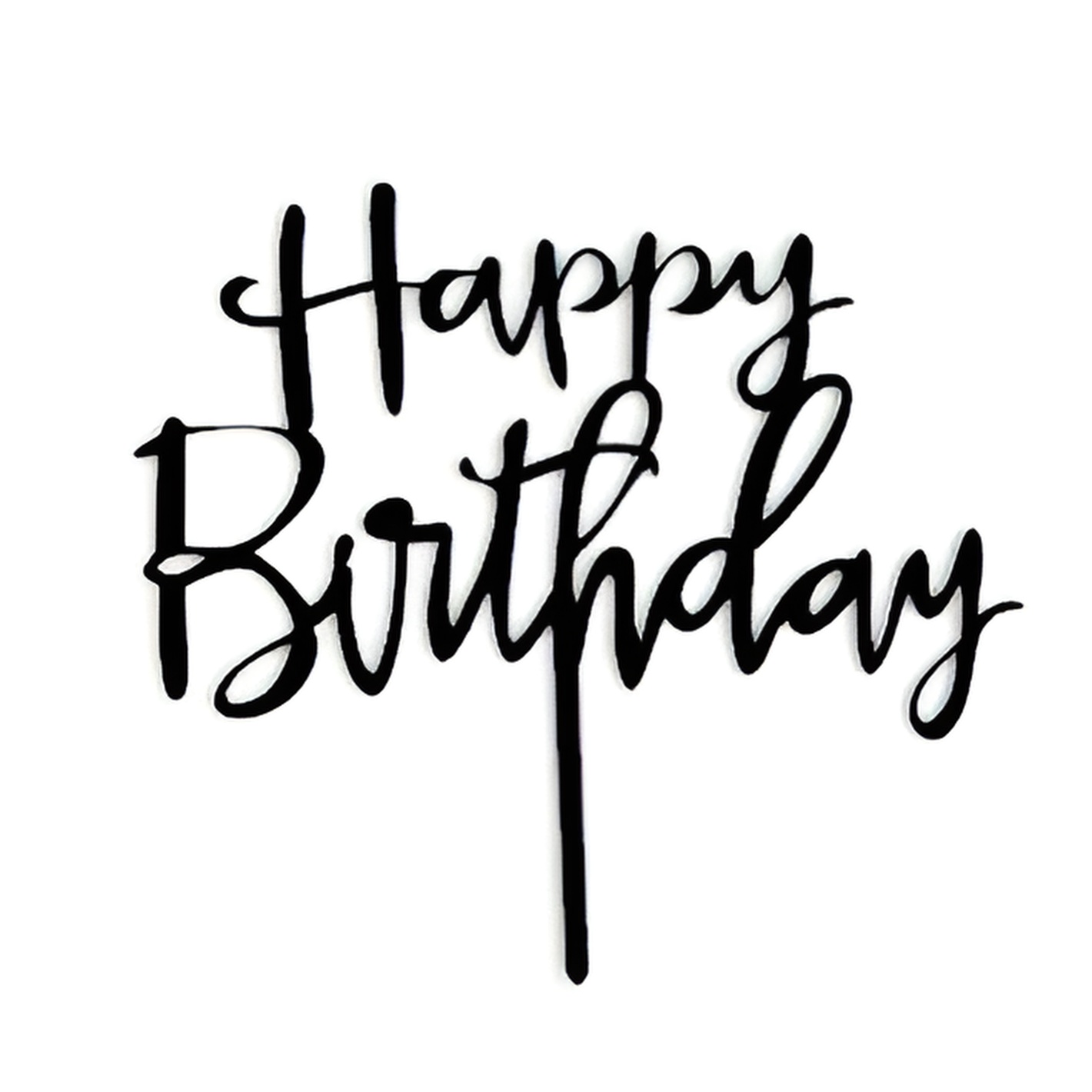 Топпер "Happy Birthday" черный, 9*14 см