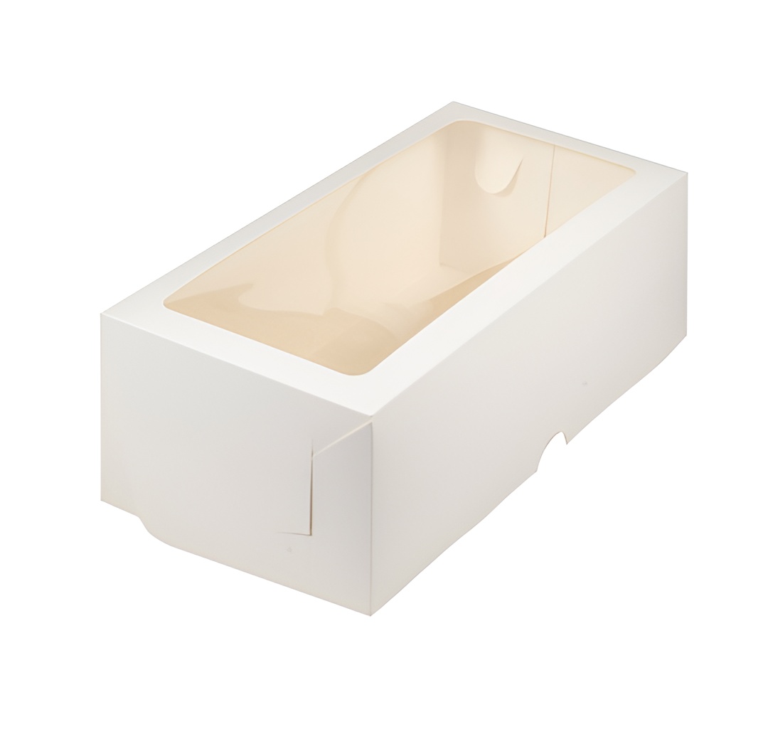 Коробка для рулета белая с окном 33*16*11 см