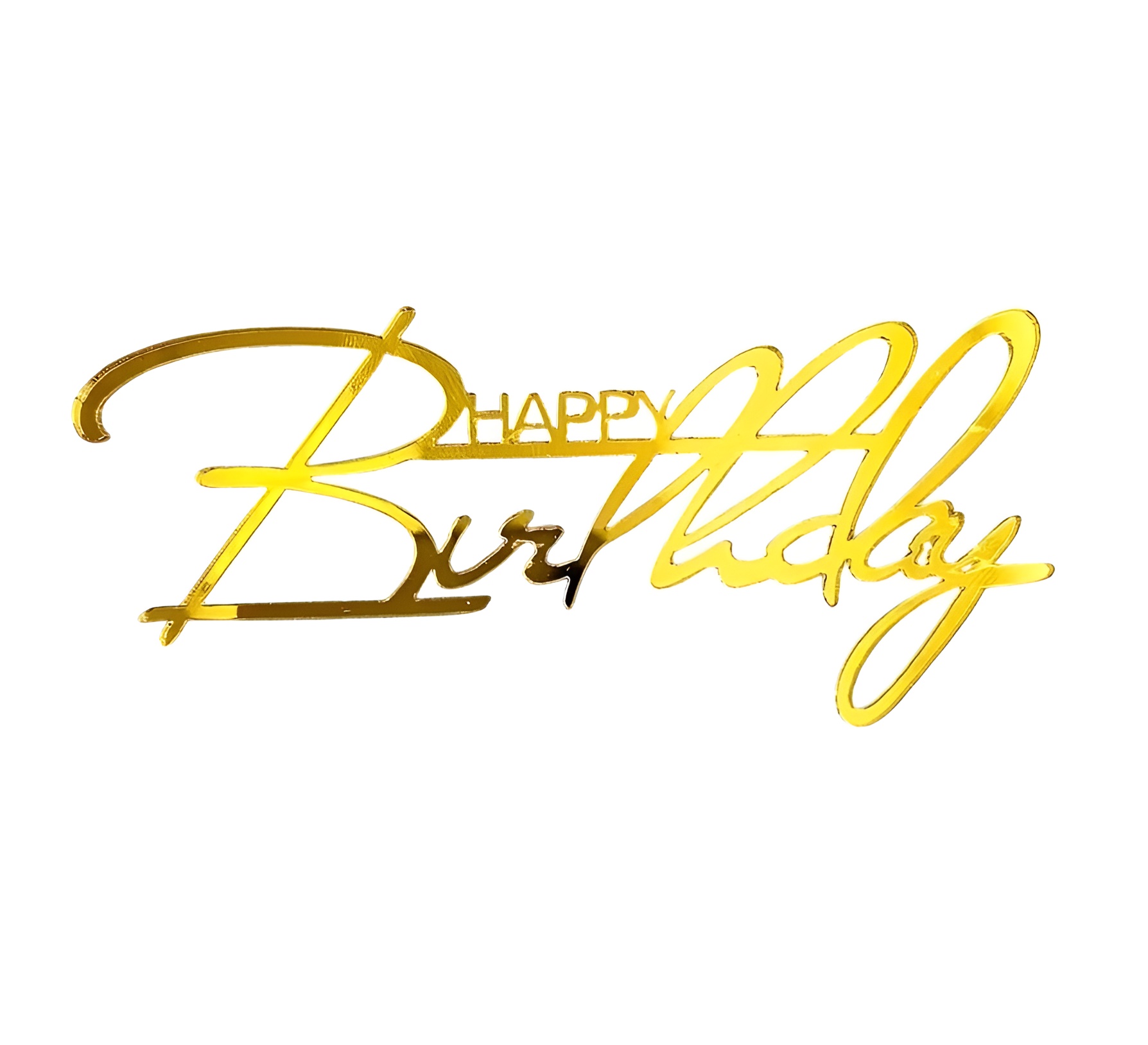 Топпер без шпажки "Happy Birthday 2", золотой, 9*4 см, UKR0050