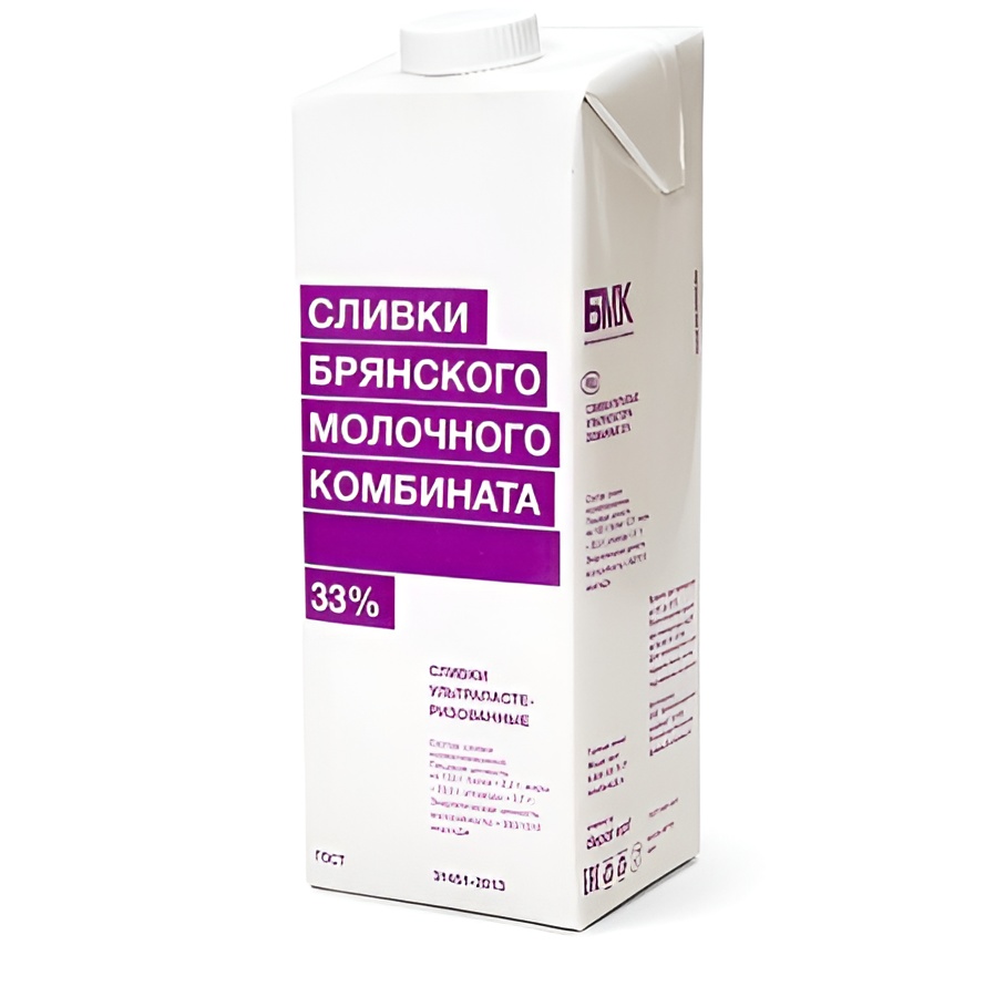 Сливки 33% БМК, 1 л