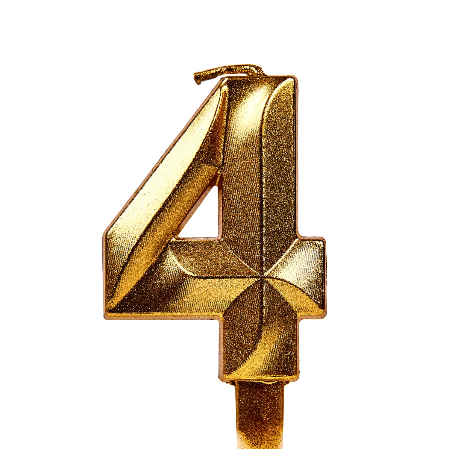 Свеча для торта, цифра "4", золото, 5 см